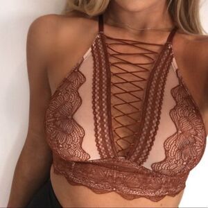 Victoria’s Secret High Neck Lace up Bralette Bra